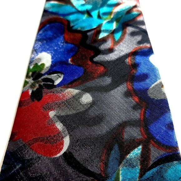 Alexander Lloyd Boston Gray Floral Metallic Jacquard Print Long Wide Silk Tie - Picture 2 of 6